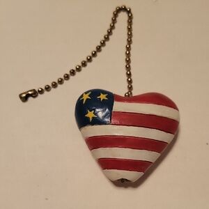 Heart American Flag Ceiling Fan Light Pull – Hand Painted 3D Decor
